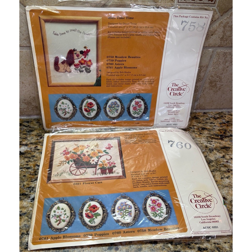 The Creative Circle Kit Lot Of 2 ~ 3 1/2" X 2 3/4" Finished Size ~ 1980